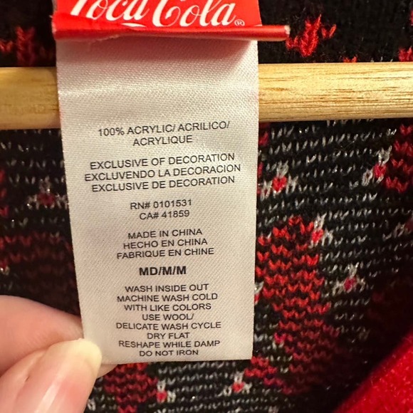 Coca-Cola Christmas Holiday ugly Sweater Coke Cardigan Size M - Picture 9 of 13